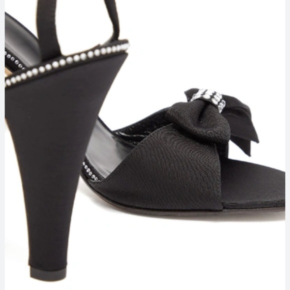 Marc Jacobs Runaway Crystal-bow Grosgrain Sandals In Black​​​ - Picture 3 of 6